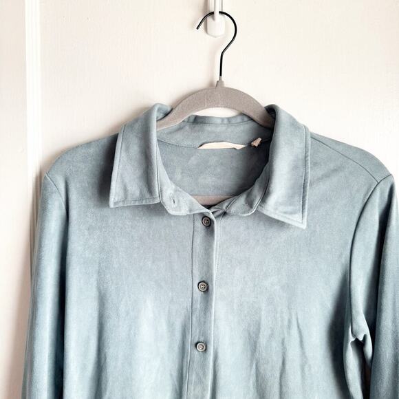 Soft Surroundings Softly Sueded Shirt Tranquil Blue Women’s S Casual Minimalist - Picture 4 of 12